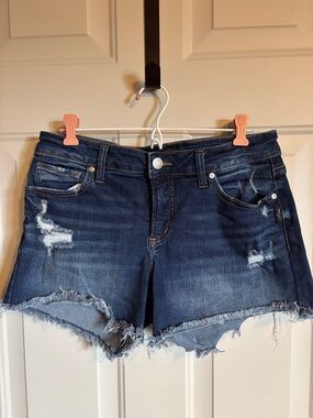 Silver Jeans Dark Blue Distressed Denim Cutoff Shorts